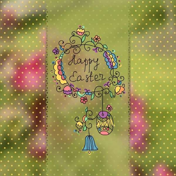 Felice Pasqua sfondo maglia astratta con elementi disegnare a mano. Illustrazione vettoriale — Vettoriale Stock