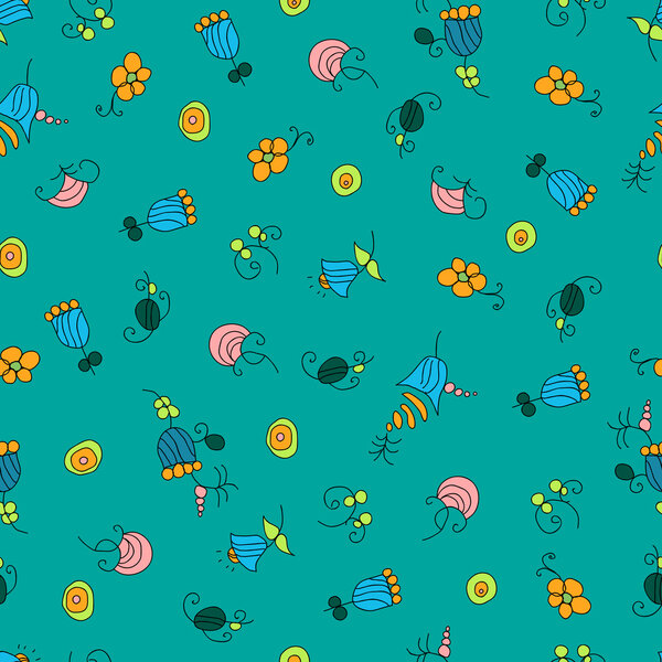 hand drawn floral seamless pattern with clipping mask