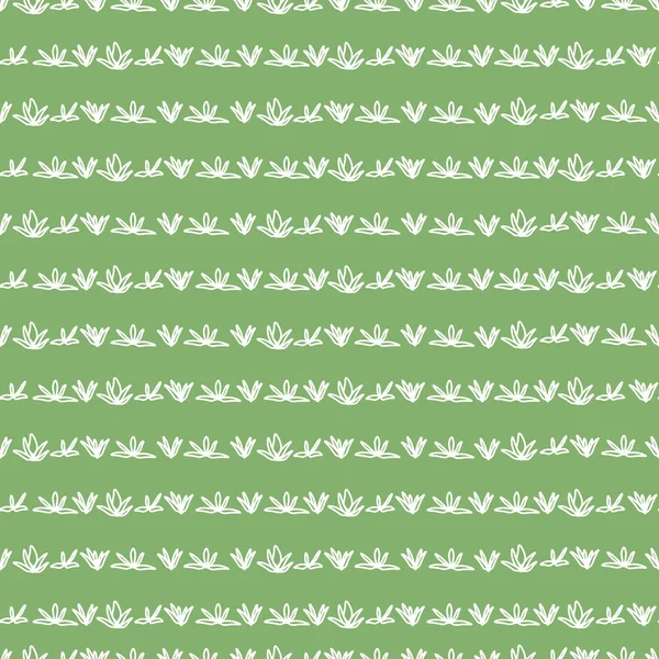 Franjas horizontales de hojas de tomillo. Hojas blancas Arte en línea sobre fondo verde. — Archivo Imágenes Vectoriales