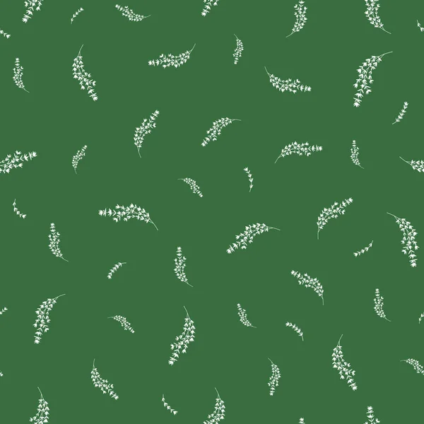 Απρόσκοπτη μοτίβο με θυμάρι Sprigs και κλαδιά σε πράσινο φόντο. — Διανυσματικό Αρχείο