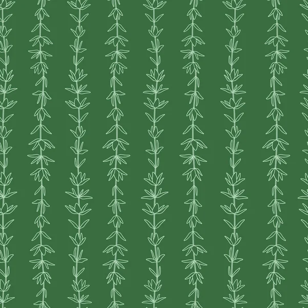 Μοτίβο χωρίς ραφή με κατακόρυφα κλαδιά από φύλλα θυμαριού. — Διανυσματικό Αρχείο
