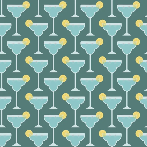 Margarita Cocktail Glasögon Sömlösa sommarmönster. Vektor Illustration av trendiga Margarita glasögon. Perfekt för restaurang, Bar, Party Menu, Annons, Tapeter, Webbbanners — Stock vektor