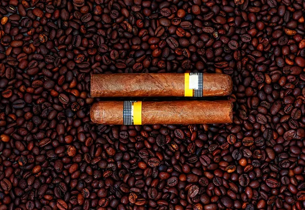 Kubańskie cygara i kawa Obraz Stockowy