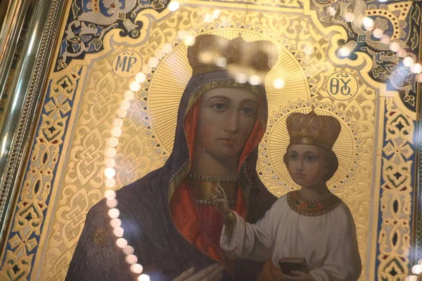 Prawosławna Ikona Matki Bożej Kościele — Zdjęcie stockowe