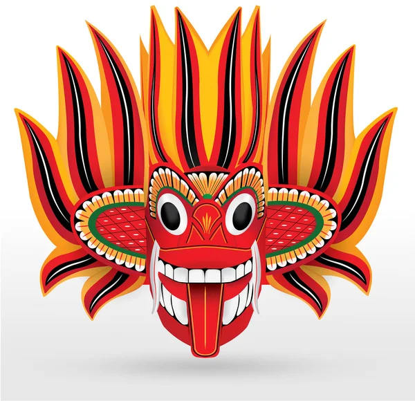 Eld-Mask - trä Mask från Sri Lanka — Stock vektor