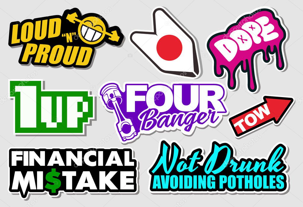 Tuner Car Decals, and Stickers in Vector format
