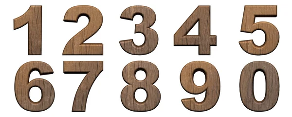 Set of wooden 3d numbers — Stock Photo, Image