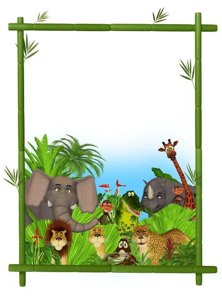 Desenhos animados selvagens animais quadro — Fotografia de Stock