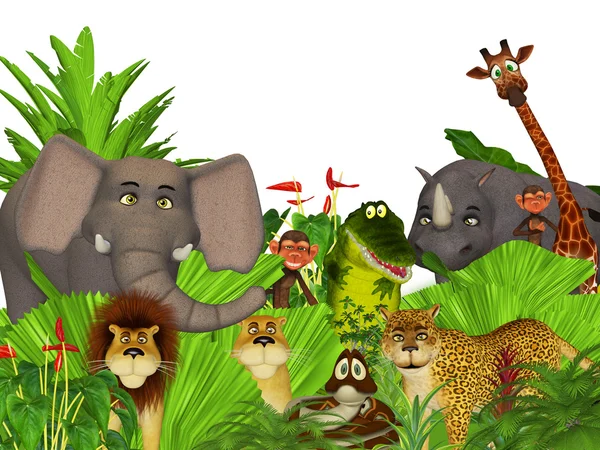 3D cartoon wilde jungle dieren — Stockfoto