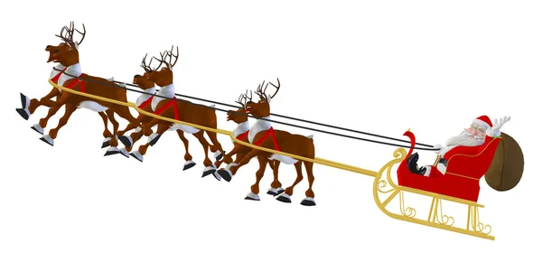 Reindeer slegh and Santa — Stock Photo, Image