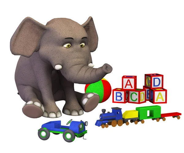 Playing cartoon elephant baby — Stock Photo, Image