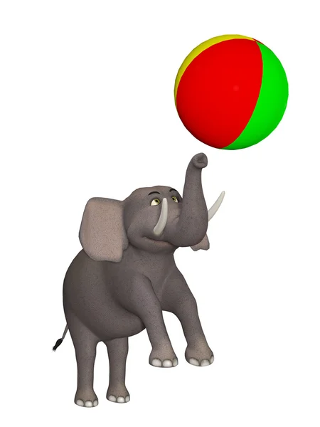 Cartoon circus elephant playing with a ball — Stock Photo, Image