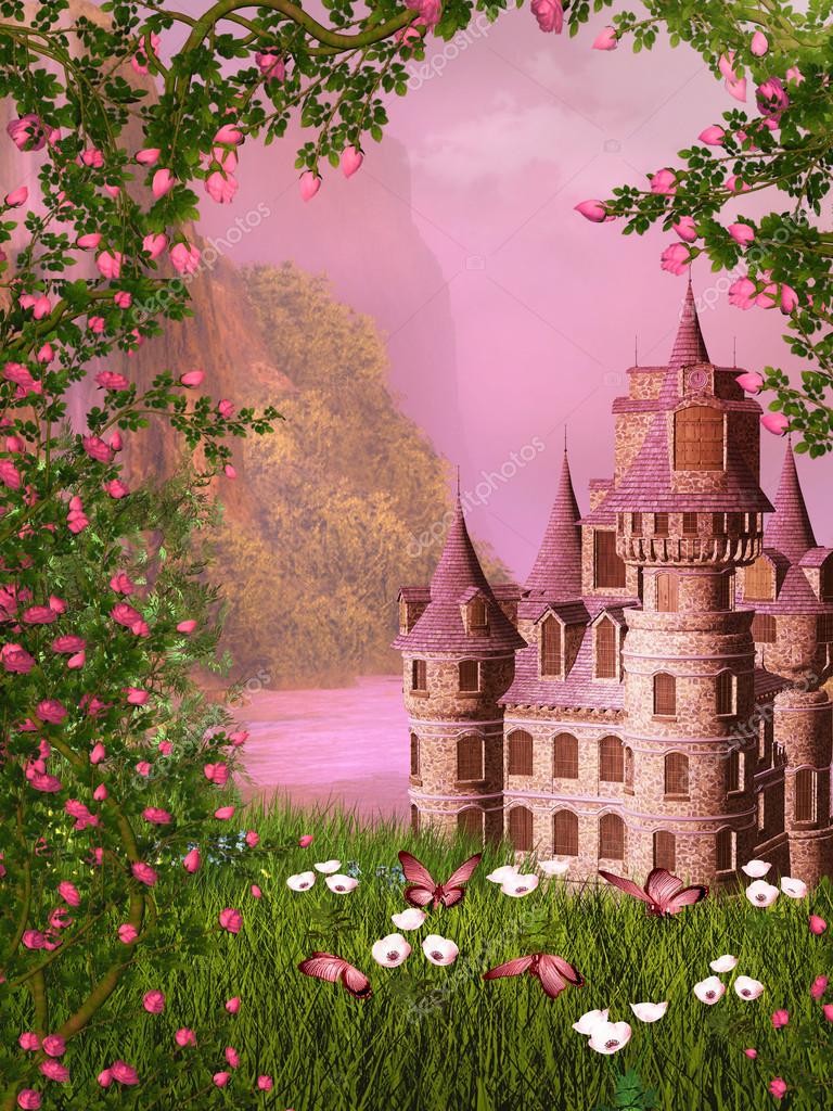 Беленькая принцесса в сказочном замке