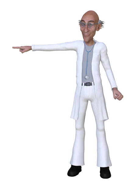 Dibujos animados 3d doctor apuntando a algo — Foto de Stock
