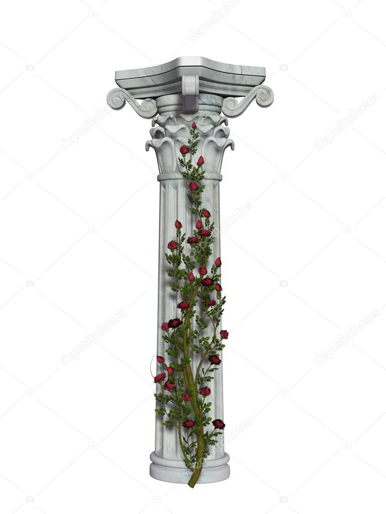 Column with roses