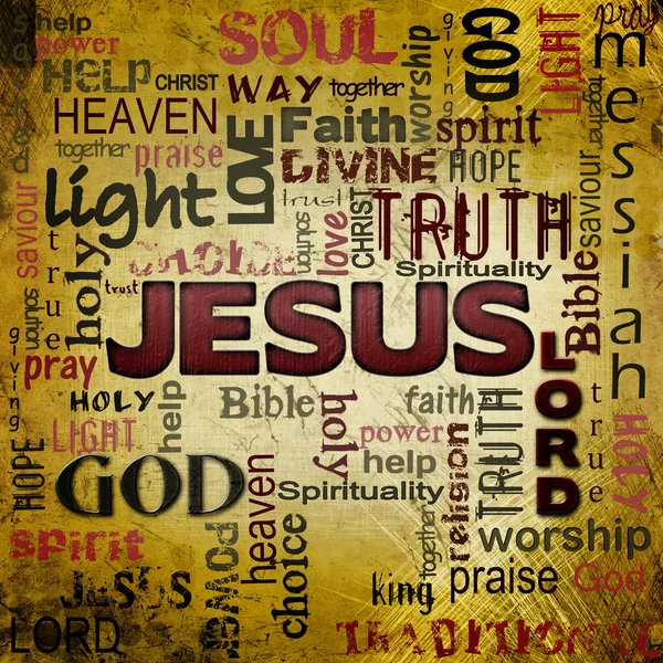 Jesus word cloud, grunge background — Stock Photo, Image