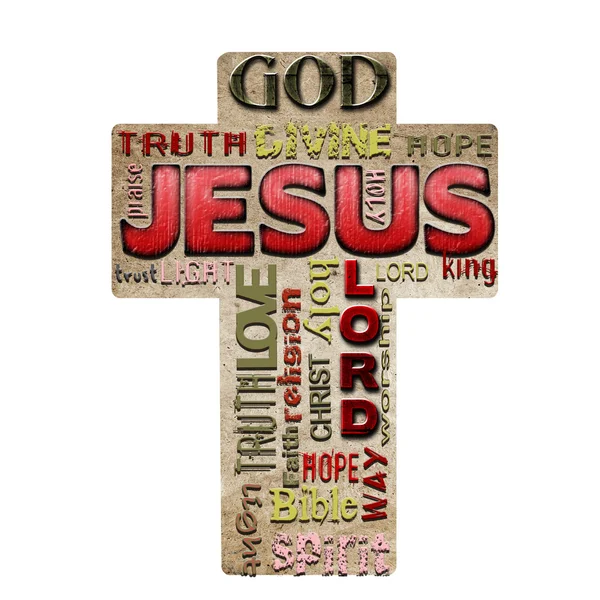 Religion Jesus word cloud, grunge style — Stock Photo, Image