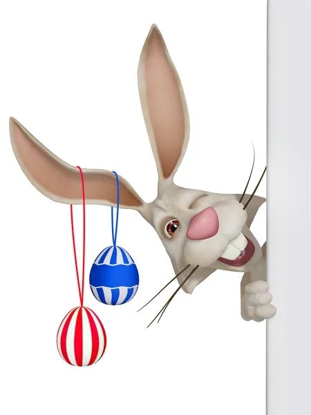 Cartoon-Osterhase mit einem leeren Brett — Stockfoto