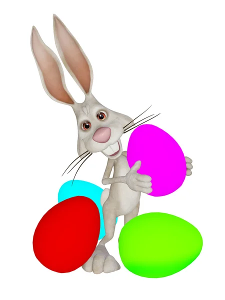 Cartoon Easter  bunny with Easter eggs — Stock Photo, Image