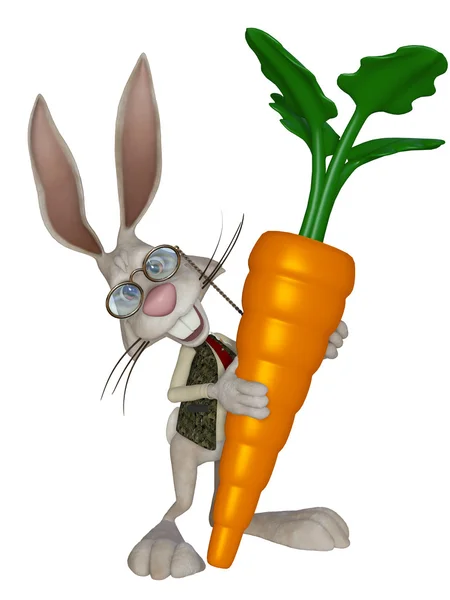 Cartoon-Osterhase mit einer großen Karotte — Stockfoto