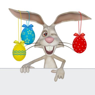Easter bunny Paskalya yumurtaları ve boş metin alanı ile
