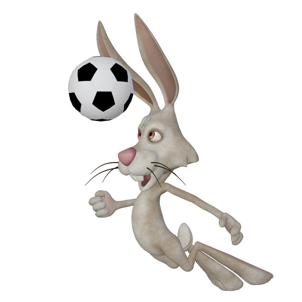 Easter bunny playing football