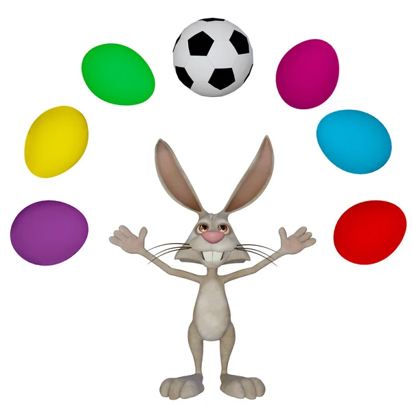 复活节兔子踢足球 — 图库照片