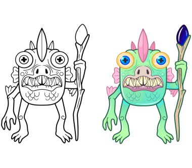 Cartoon swamp monster, coloring book, funny illustration vector Cartoon swamp monster, coloring book, funny illustration vector