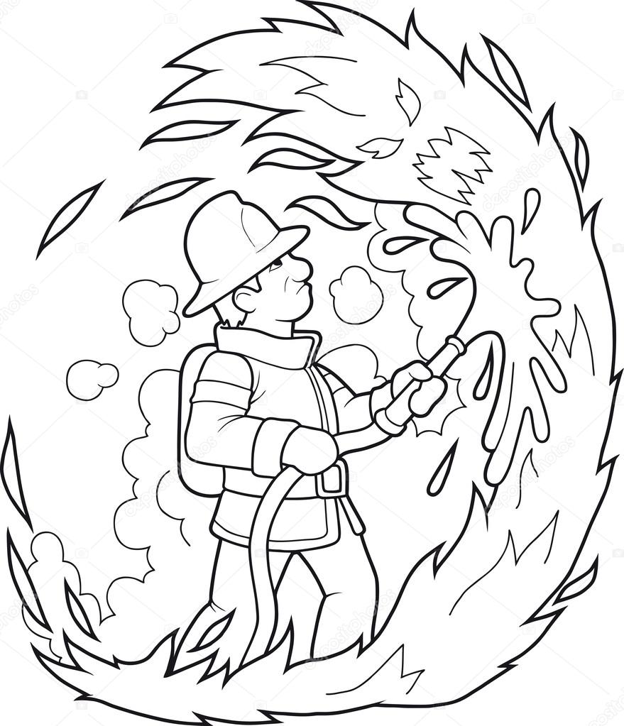 stock illustration firefighter