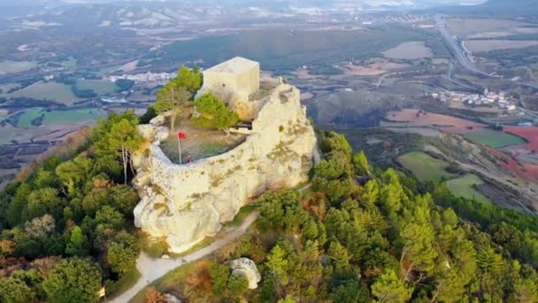 城堡景观 Villamayor Monjardin村空中风景 纳瓦拉 西班牙 — 图库视频影像