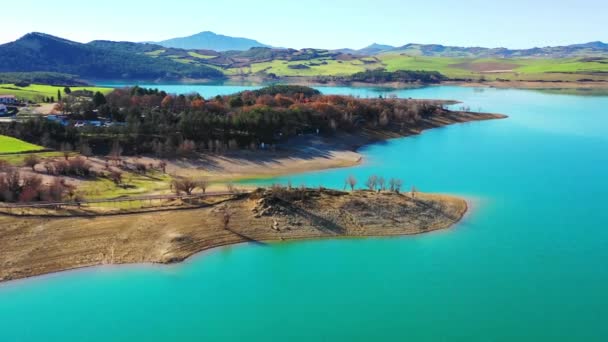 Vista Aérea Del Embalse Embalse Alloz Navarra España Europa — Vídeo de stock