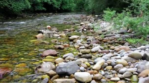 Widok Rzekę Ason Strzał Drona Kantabria Hiszpania Europie — Wideo stockowe