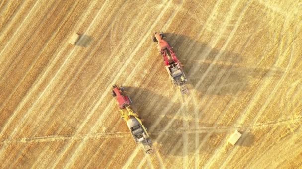 Harvesters Době Sklizně Navarre Španělsko Evropa Letecký Pohled — Stock video