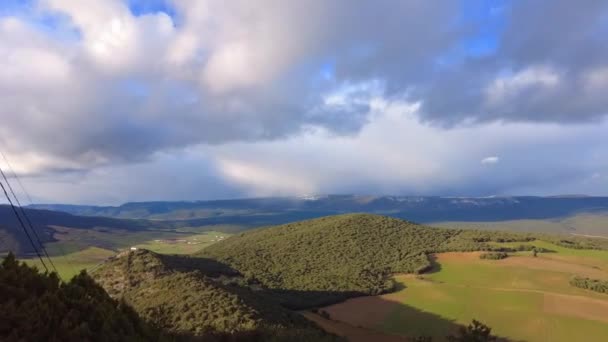 Paysage Céréalier Vert Rural Agricole Avec Nuages Dans Laps Temps — Video