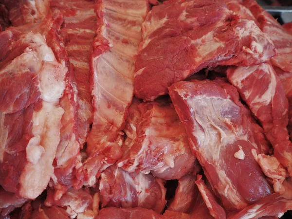 Chuletas Cerdo Crudas Tienda Carne Cerdo — Foto de Stock