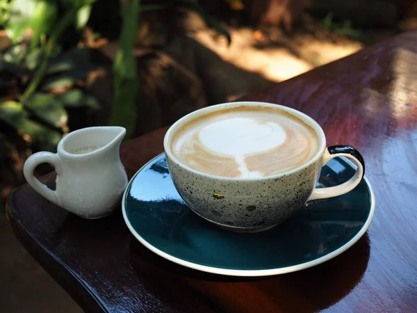 Una Taza Café Mesa Madera —  Fotos de Stock