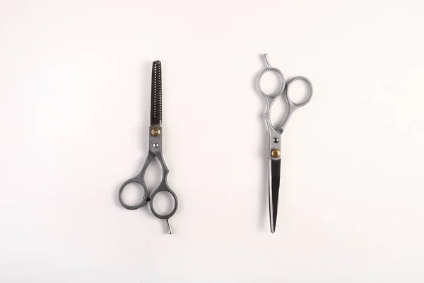 Hairdresser Accessories Scissors Haircut White Background — Stock Photo, Image