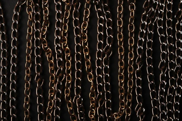 Background Gold Bronze Chains Black Paper — Stock Photo, Image