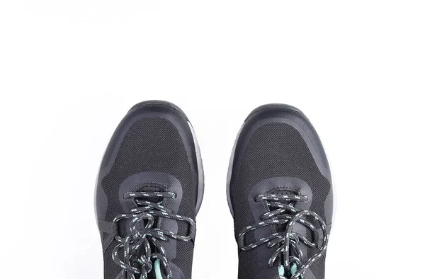 Grijze Lace Atletische Schoenen Witte Achtergrond — Stockfoto