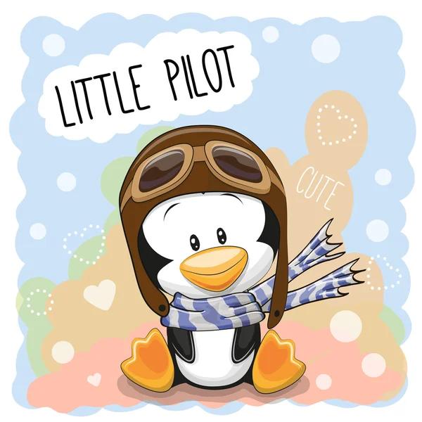 Küçük penguen Pilot — Stok Vektör