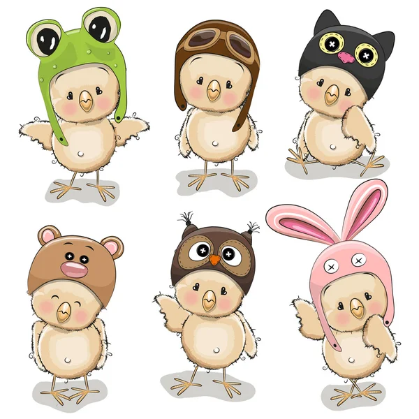 Six cute chicks — Stock Vector