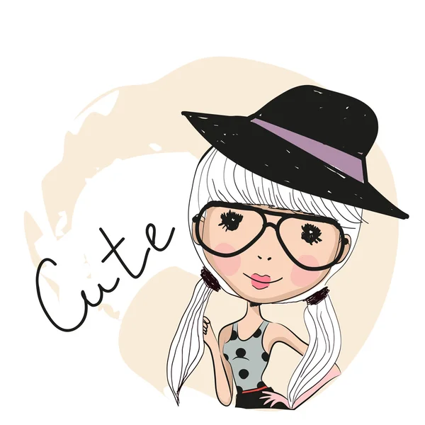 Cute girl with glasses — Stock Vector