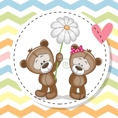 İki oyuncak ayılar ile tebrik kartı