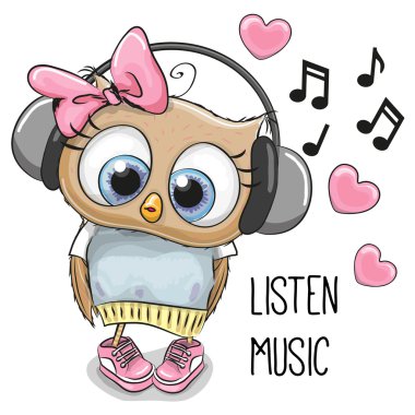 Sevimli çizgi baykuş kız