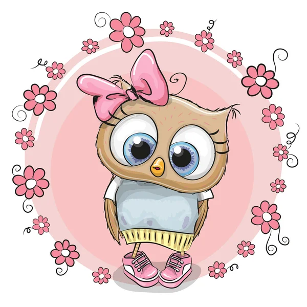 Owl with flowers — Stock Vector