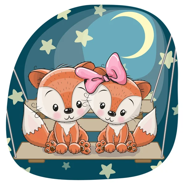 Cute Lovers Foxes — Stock Vector