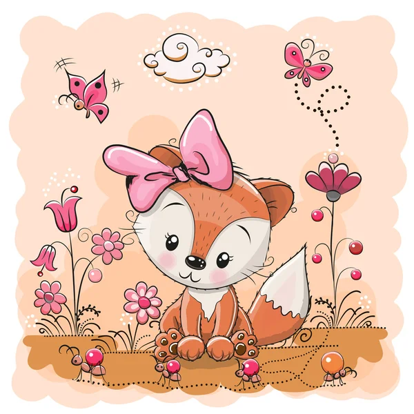 Roztomilý kreslený fox — Stockový vektor