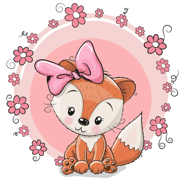 Wenskaart cute cartoon Fox — Stockvector