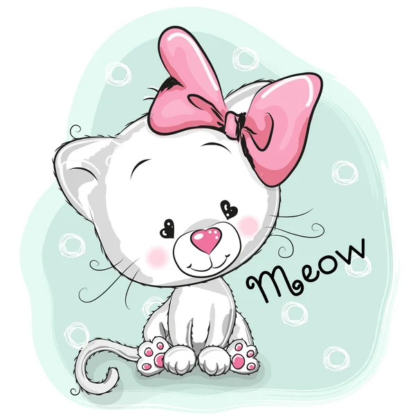 Lindo gatito blanco — Vector de stock