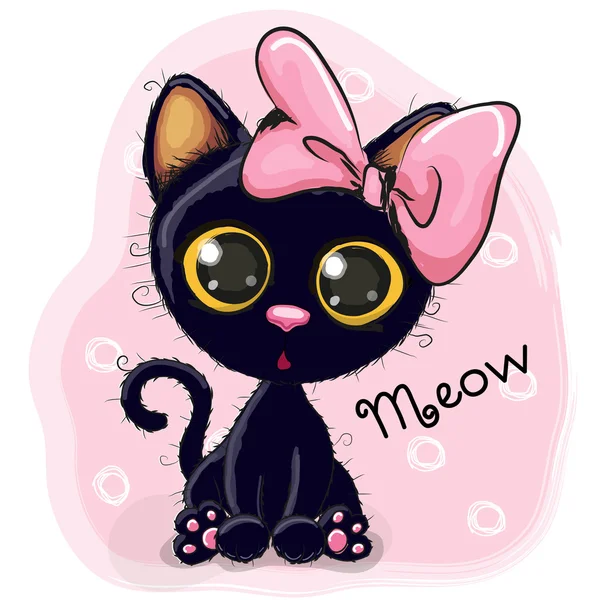 可爱的黑色小猫 — 图库矢量图片
